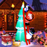 Garvee 7.5FT Inflatable Christmas Tree with Santa Claus and Penguins, Inflatable Christmas Outdoor Yard Decorations, Garvee Blow Up Xmas Decorations Clearance Indoor Outdoor Decor with LED Christmas Lights