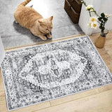 Garvee 4x6 Area Rug - Thin Washable Entryway Rug, Stain Resistant, Non Slip, Non Shedding, Pet Friendly, Vintage Carpet for Indoor Bedroom, Living, Kitchen, Laundry Room, Gray - Gray