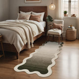 Garvee Scalloped Washable Kitchen Rugs, 2x6 Indoor Non Slip Ombre Runner, Taupe, Ultra Soft Thin Carpet for Bedroom Bathroom Laundry Office - Taupe