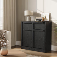 Garvee 31.5" Sideboard Buffet Cabinet with 2 Doors and 2 Drawers for Dining Room, Black