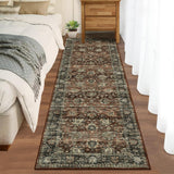 Garvee Runner Rug 2x6 Washable Non-Slip Hallway Indoor Throw Floor Cover Vintage Distressed Kitchen Traditional Runner Rug for Living Room Bedroom Laundry, Red - Red