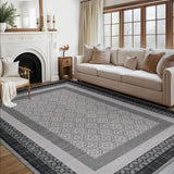 Garvee Washable 10x13 Area Rug Abstract Low-Pile Rug for Living Room Dining Room Bedroom Office Grey - Gray