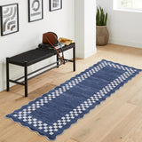 Garvee Washable Runner Rug 2x6 Non Slip Stain-Resistant Soft Non-Shedding Scalloped Edges Modern Bordered Blue for Hallway Bathroom Laundry Entryway - Dark Blue