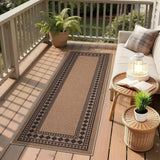 Garvee 2x6 Easy Jute Runner Rug Washable Non-Slip Kitchen Hallway Carpet, Modern Bordered Faux Jute Runner for Entryway, Laundry Room & Bedroom, Coffee - Coffee