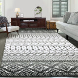 Garvee 6x9 Washable Rug Non-Slip Stain-Resistant Faux Wool, Low-Profile, Boho Geometric for Living Room, Bedroom, Office - Gray