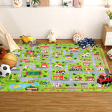 Garvee Large Kids Rug 8x10 Kids Rug Car Rug Play Mat for Toy Cars Road Rug,Non Slip Kids Play Rug for Playroom Bedroom Boys Children Toddlers,Kids Carpet Playmat Rug,Fun Play Area Rug - Green/Gray Street