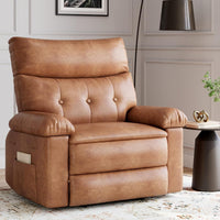 Garvee Oversized Wide Massage Recliner Chair, PU Leather Large Manual Recliner for Adults, Ultimate Comfort Lazy Boy with 1.5X Sponge Filling and Easy Recline Mechanism for Relaxation, Brown