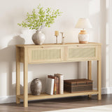 Garvee Entryway Table with 2 Drawers, Console Table for Entryway, Wood Sofa Table with Storage, Boho Console Table for Living Room, Hallway Foyer Table Home Furniture - Natural Wood