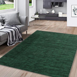 Garvee Modern Solid Dark Green 9x12 Area Rugs for Living Room Washable Rugs Indoor Soft Solid Throw Rugs Non Slip Backing Foldable Carpet Ultra-Thin Low Pile Accent Rug for Bedroom Office - Dark Green
