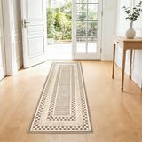 Garvee Area Rug 2x6 Non Slip Washable Modern Checkered Pattern Low-Pile Brown for Living Room Bedroom Dining Room - Beige Brown
