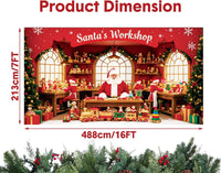 Garvee Large Christmas Garage Door Cover 7x16 ft, Festive Holiday Garage Door Banner for Home, Church, Party, Wall Decorations (Santa’s Shop)