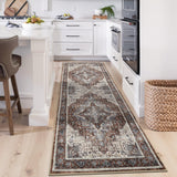 Garvee Red Traditional 2x6 Home Decor Kitchen Area Rug Bordered Stain Resistant Hallway Runner Rug - Red