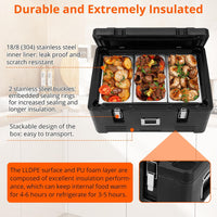 36Qt Insulated Food Warmer with 3 Steel Pans for Events