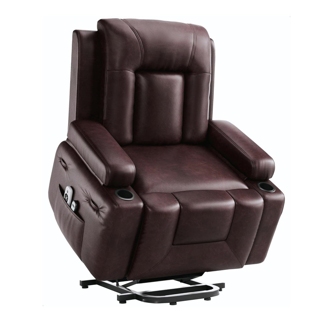 Garvee Power Lift Recliner Chair - Heat and Massage, Adjustable Back and Legs, PU Leather Electric Lift Chair Designed for Mobility Aid Elderly Relaxation, Claret