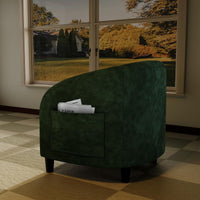 Garvee Accent Chair Velvet Club Chair, Comfy Curved Armrest Upholstered Barrel Chair with Soft Padded Seat, U-Shaped Backrest for Living Room Bedroom Study Waiting Room, Retro Green