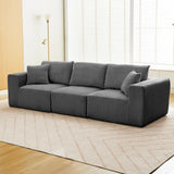Garvee 108" Modular Sectional Sofa Cloud-Like Linear Three-Seater Couch with Chaise Lounge Convertible Compression Sleeper No Assembly Required Corduroy Fabric for Living Room Bedroom Apartment