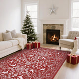 Garvee Traditional Christmas Red 6x9 Heavy Duty Washable Non-Slip & Stain Resistant Rug for Fireplace, Living Room, Entryway Holiday Decor - Red