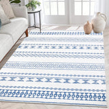 Garvee Large Modern Geometric Area Rug Non Slip Stain Resistant Bohemian Carpet Machine Washable Farmhouse Area Rug for Living Room Bedroom Dining Room, 6' x 9' Blue - Blue