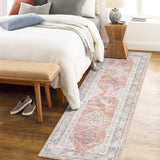 Garvee Vintage Runner Rug 2x6 Washable Rug Ultra-Thin Stain Resistant Area Rug Non Slip Hallway Rug Distressed Rug Low Pile Throw Rug for Kitchen Bedroom, Light Orange - Light Orange