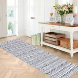 Garvee Boho Machine Washable Area Rug Blue Small Rug Geometric Farmhouse Rug Mat Stain Resistant Non-Slip Area Rug Mat for Living Room Bedroom, Grey / 2' x 10' - Gray