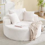 Garvee Oversized 54.7-inch Corduroy Chaise Lounge Chair Indoor, Modern Boneless Cloud Couch with 4 Pillows, Deep Seat Round Sofa for Living Room, Bedroom, Apartment, No Assembly, Beige - Beige