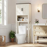 Garvee Over The Toilet Cabinet Double Door Bathroom Storage Organizer Freestanding Space Saver White