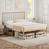 Garvee Queen Bed Frame Metal Platform with Headboard, 14 Inches Storage, No Box Spring, Easy Assembly, Gold Finish - Gold