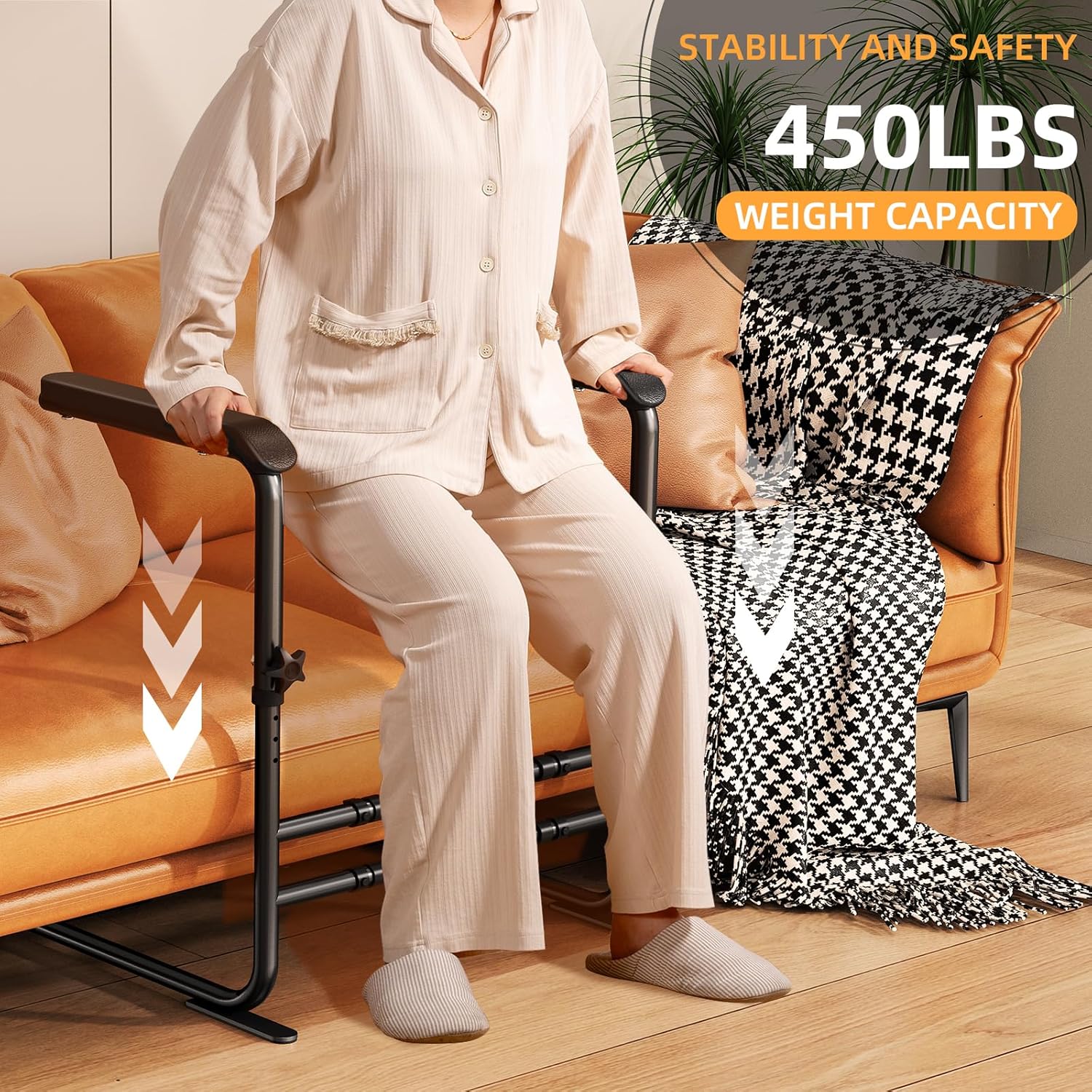 Garvee Stand-Up Assist Aid for Elderly, Support Up to 450Lbs, Adjustable Chair Couch Stand Assist for Home Hospital, Bed Toilet Chair Lift Assist for Seniors, Patients and Disabled, Black
