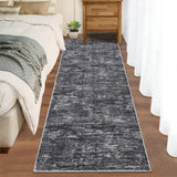 Garvee Solid Dark Grey 2.5x8 Modern Runner Rug Stain Resistant Washable Kitchen Runner Carpet ith Rubber Backing Low Pile Contemporary Solid Color Entryway Mat Ultra Soft Rug for Living Room Bedroom - Dark Gray