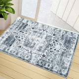 Garvee Area Rug Vintage Rug Machine Washable Rug for Bedroom Living Room Indoor Floor Cover Foldable Lightweight Thin Rug Distressed Carpet Non Slip Chenille Rug - Grey / 2'x3' - Gray