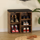 Garvee Shoe Bench Entryway Storage Organizer + 3-Tier Adjustable Shelf + Cushioned Seat + Particleboard + Removable Dividers + Living Room - Retro Color