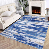 Garvee Area Rug 4x6 Non Shedding Living Room Rug Modern Abstract Area Rug Soft Fluffy Pile Throw Rug Machine Washable Indoor Rug Ultra-Thin Floor Cover for Bedroom Living Room Nursery, Blue/White - Blue