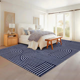 Garvee Washable Rug 9x12 Area Rugs for Living Room, Abstract Rug for Bedroom, Soft Rainbow Non Slip Throw Rugs With Rubber Back, Low Pile Stain Resistant Boho Geometric Carpet for Dining Room, Blue - Blue