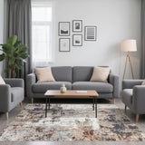 Garvee 5x7FT Washable Modern Abstract Area Rug - Low Pile, Stain Resistant Carpet for Living Room, Bedroom, Dining Room, Brown - Brown