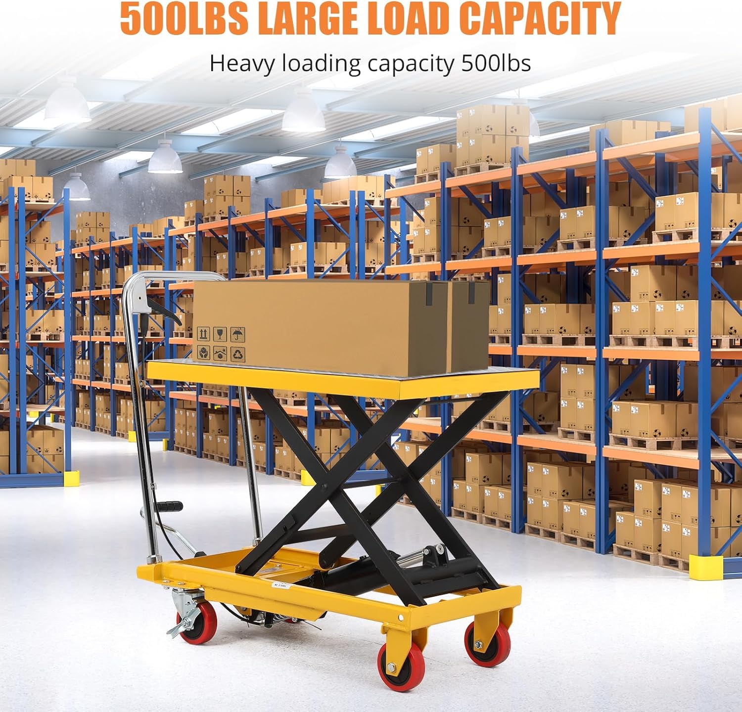 Garvee Hydraulic Lift Table Cart 500LBS 28.5 Inch 4 Wheels Non