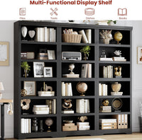 Garvee 6 Tier Bookshelf, 75" Tall Farmhouse Bookcase with Adjustable Shelves, 23.6" W Floor Standing Open Display Storage Rack with Anti-Slip Design for Home Office, Balcony, Library, Study / Living Room, Black