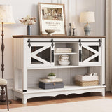 Garvee 46" Entryway Table with Sliding Barn Doors, Farmhouse Console Table with Storage, Rustic Sofa Table with Cabinet and Open Shelf, Console Table for Entryway, Living Room, Hallway