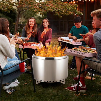 Garvee 27" Smokeless Fire Pit with Air Switch,Without handle,Portable Stainless Steel, Fixed Stand & Stove Hook, Ash Pan, for Camping, Backyard, Patio