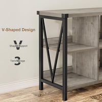Garvee Console Table, Rustic 3 Tier Sofa Table Behind Couch, Industrial Metal Entryway Table with Storage Shelf, Farmhouse Wooden Foyer Hallway Table for Entry Living Room,Grey.