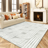 Garvee Modern Arch Pattern 8x10 Area Rug, Machine Washable, Soft Polyester, Non-Slip, Ideal for Living Room, Bedroom, Kitchen - Gray