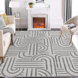 Garvee Washable 10x13 Area Rugs Abstract Soft Rainbow Non Slip Low Pile Stain Resistant Carpet Grey for Living Room Bedroom Dining Room - Gray