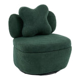Garvee 360° Swivel Armchair with Storage, Teddy Velvet Accent Chair with Pillow, Ergonomic Design, 300 Lbs Capacity, Easy Assembly, Modern Lounge Chair for Living Room, Bedroom & Office, Green - Green