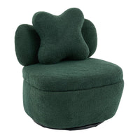 Garvee 360° Swivel Armchair with Storage, Teddy Velvet Accent Chair with Pillow, Ergonomic Design, 300 Lbs Capacity, Easy Assembly, Modern Lounge Chair for Living Room, Bedroom & Office, Green