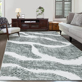 Garvee 10x13 Area Rug Modern Abstract Living Room Rug Non Slip Backing Washable Rug Low Pile Non-Shedding Soft Carpet Indoor Distressed Throw Rugs for Bedroom Office Dining Room Nursery - Gray