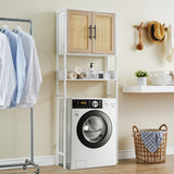 Garvee Over The Toilet Storage Cabinet, Over Toilet Bathroom Organizer with Rattan Door, Above Toilet Storage Cabinet with Adjustable Shelves (White) - White