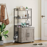 Garvee Cat Litter Box Enclosure + Shelf Storage, 2-in-1 Hidden Cat Washroom Furniture, MDF Panel, Grey, Indoor Use - Grey