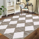 Garvee Washable Rugs 9x12 Area Rug for Living Room Distressed Geometric Area Rug for Bedroom Large Area Rug Office Rug Neutral Soft Nursery Rug Modern Trellis Rug Meline Checkered Rug Brown - Brown