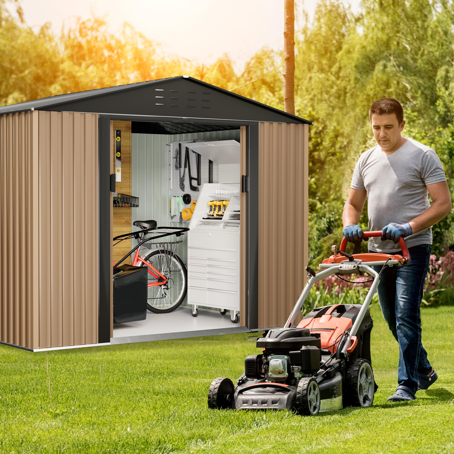 GARVEE Metal Garden Shed - Versatile Outdoor Storage Solution