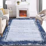 Garvee Large Rug 8x10 Modern Bordered Area Rug Washable Rug for Living Room Contemporary Border Print Accent Rug Non Slip Backing Throw Carpet Non-Shedding Floor Carpet for Bedroom Dining Office Navy - Blue
