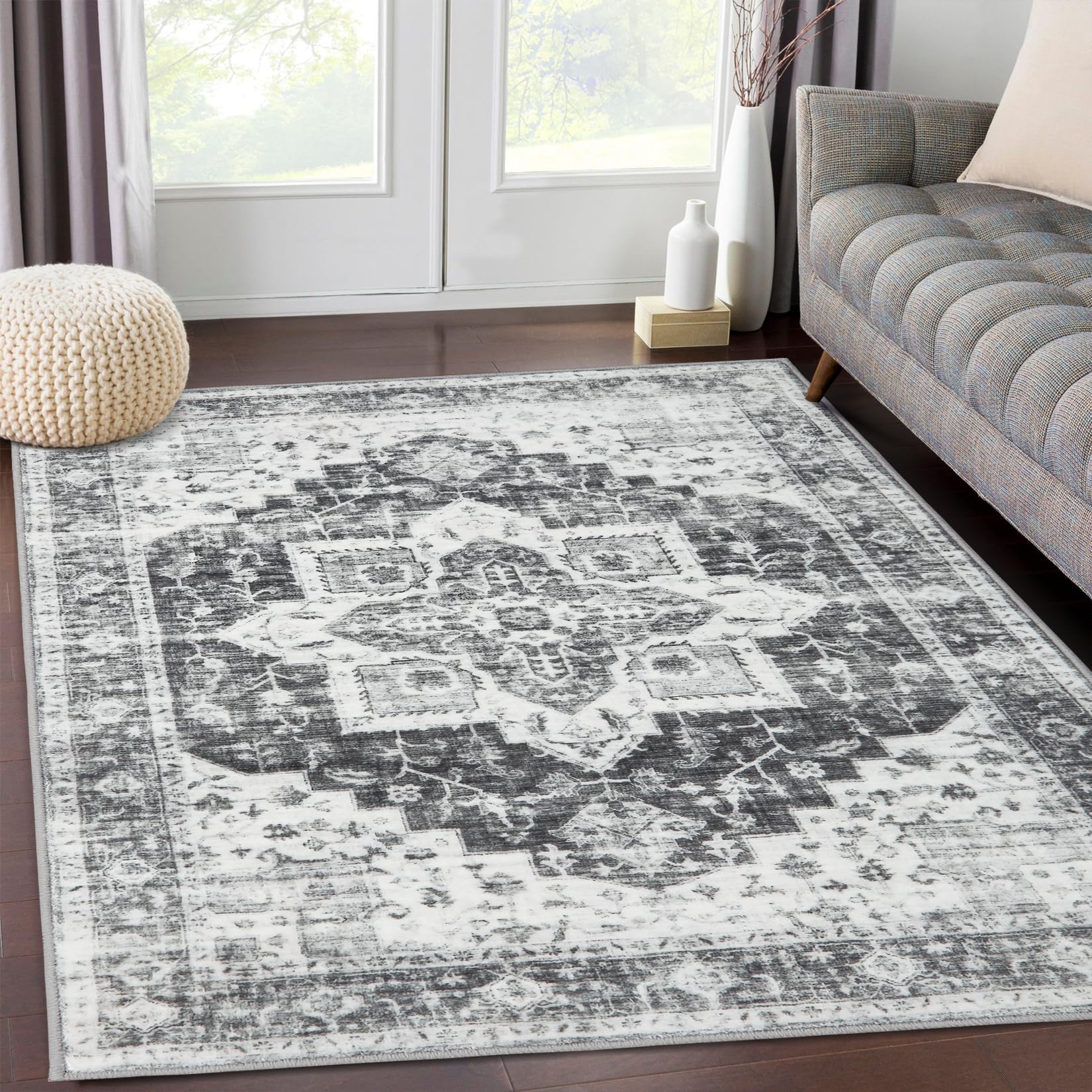 GARVEE Vintage Area Rug - Machine Washable, Non-Slip, Child & Pet Friendly
